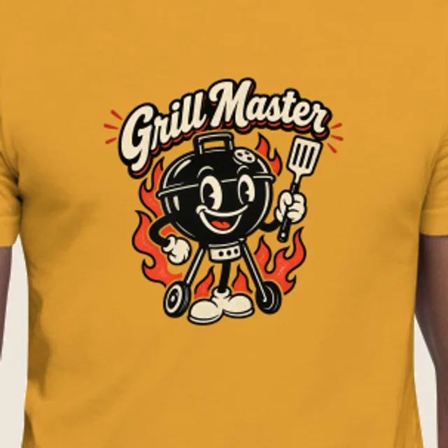 For the grill master, Retro mascot style, printed on a tee