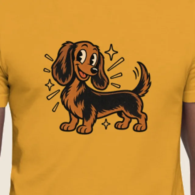 Dachshund, Retro mascot style, printed on a tee